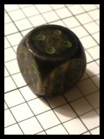 Dice : Dice - 6D Pipped - Black Wood  with Green Pips - Ebay May 2012